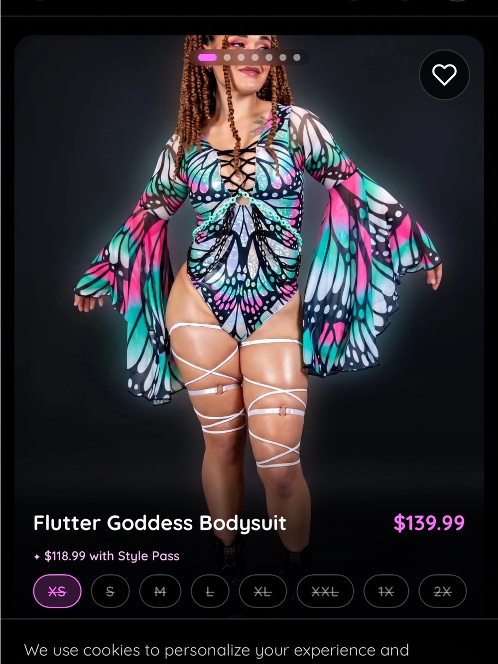 NWT FREEDOM RAVE WEAR BUTTERFLY PRINT GODDESS BODYSUIT